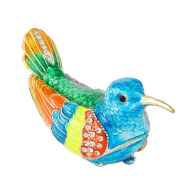 Imagem de Caixa de bugigangas em forma de beija-flor dobradiça pintadas à mão pequenas caixas de joias esmaltadas animais artesanato presente de Natal para mulheres