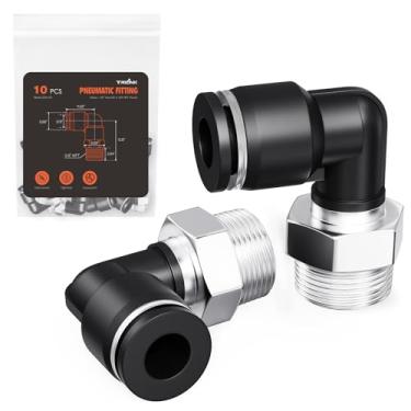 Imagem de TRILINK Conexões de rosca NPT de 3/20.3 cm OD x 3/20.3 cm – Conectores de cotovelo de linha de ar, conexões pneumáticas de conexão rápida, conexões de mangueira de ar de bloqueio de pressão para