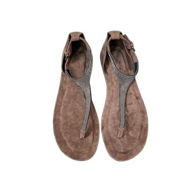 Imagem de Archicolor Chinelo minimalista nórdico de couro legítimo, feminino, moderno, feminino, retrô, diamante, Café, 38