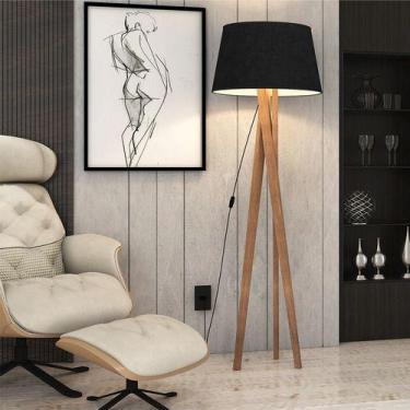 Imagem de Luminaria Abajur Tripe Chão Madeira Retrô Luxo Alto Padrão - JAC DECOR