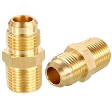 Imagem de Rebower Pacote com 2 adaptadores macho para macho, alargador macho de 0,9 cm x 0,9 cm MNPT Hex Nipple Extension Fitting para industrial, automotivo, transferência de fluidos, jardinagem doméstica