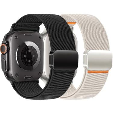 Imagem de Pulseiras masculinas de nylon para Apple Watch Ultra 3/2 de 49 mm, 46 mm, 45 mm, 44 mm, 42 mm, 41 mm, 40 mm e 38 mm, pulseira esportiva com fivela magnética para iWatch Ultra, série 11, 10, 9, 8, 7, 6