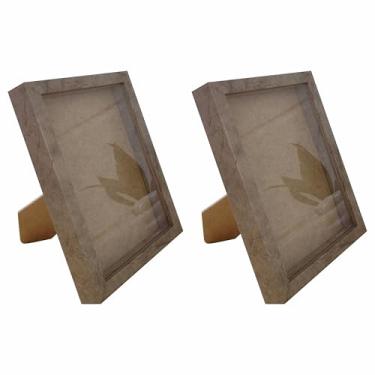 Imagem de Kit 2 Molduras Caixa Alta Revestida com Vidro Mais Fundo em MDF com Suporte - 20x30cm - 1,5x3 Cor:PRATA;Tamanho:20X30 CM