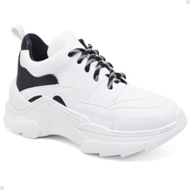 Imagem de Tênis Tenehi Feminino Sneaker Chunky Branco e Preto com Cadarço Adicional (PRETO/BRANCO, BR, Adulto, Numérico, 38)