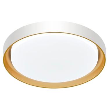 Imagem de Luminária Plafon LED Siena Redondo Branco/Dourado 41cm 30w - 3 Tons | LY-9571/41Y BC+DR
