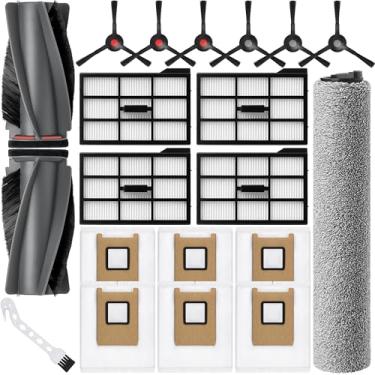 Imagem de Bluearks Kit de acessórios de 20 unidades, compatível com aspirador de pó robô Omni Eufy E25 Omni/E28, 2 escovas principais, 4 filtros Hepa, 6 escovas laterais, 1 esfregão de escova, 6 sacos de vácuo