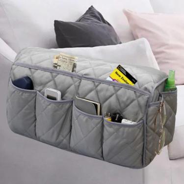 Imagem de Poltrona Caddy MEHIDFY, sofá impermeável, organizador de braços, cinza