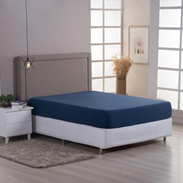 Imagem de Lençol De Baixo Minimal King Avulso Com Elástico 01 Peça Malha 100% Algodão - Azul Marinho