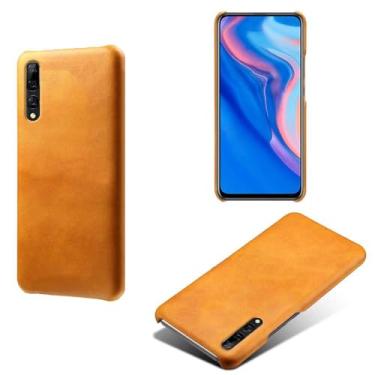 Imagem de Capa para Huawei Y9 Prime 2019,Proteção contra quedas,Casca de volta de cor sólida simples,Design de couro de imitação de plástico-Orange