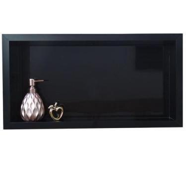 Imagem de Nicho de Porcelanato Preto Nero Para Banheiro 62x32cm Embutir - Stock 