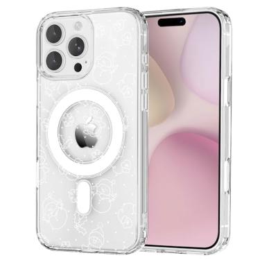 Imagem de OFQKOAKS Capa para iPhone 15 Pro, compatível com MagSafe, linda capa de telefone magnética feminina branca com boneco de neve e neve, capa protetora transparente e macia para mulheres e meninas