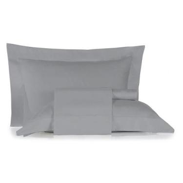 Imagem de Jogo de Cama King Size Liso 300 Fios Nova América, Cinza