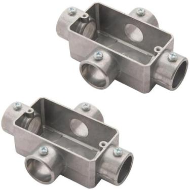 Imagem de 2 Condulete Tipo X 1/2 Polegada Em Alumínio Sem Rosca Sieg Prateado 52