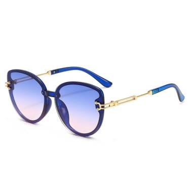 Imagem de Óculos de sol estilo gatinho, armação de metal, preto, azul, vermelho, UV400, azul, 145 mm, para áreas externas