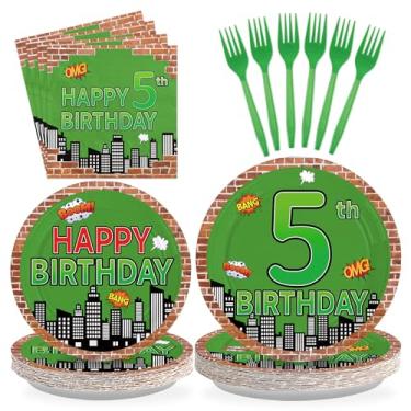 Imagem de Grencian 96 peças de decorações de 4 anos de tartaruga, pratos de 4º aniversário para meninos, festa ninja verde, artigos de mesa para adolescentes e crianças de 4 anos de idade, tema de tartarugas de