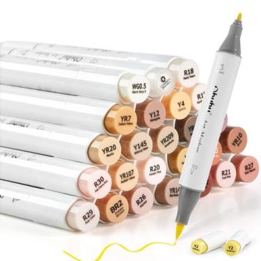 Imagem de Marcadores de álcool Ohuhu 24 cores de tons de pele com liquidificador