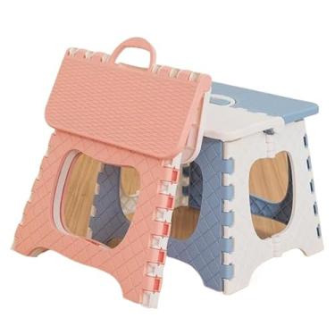 Imagem de Banqueta Banquinho Dobrável De Plástico Resistente Para Viagem(AZUL,2 UNIDADE)