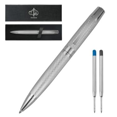 Imagem de YUNCHUN Canetas executivas para homens, conjunto de canetas esferográficas de ponta média para presente, caneta esferográfica resistente para escrever, caneta esferográfica de metal retrátil para
