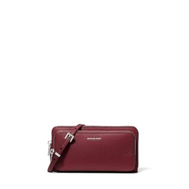 Imagem de Michael Kors Carteira transversal continental grande Jet Set, ferragens prateadas/couro seixo/Oxblood