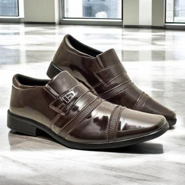 Imagem de Sapato Social Masculino Confortável Costurado Verniz Premium - Giolo, 