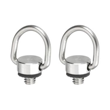 Imagem de PATIKIL Suporte de parafusos de anel D para alça de pescoço para câmera de 1/10.2 cm, 2 peças de parafusos de fixação de câmera de aço inoxidável para alça de pulso, tripé DSLR, prata