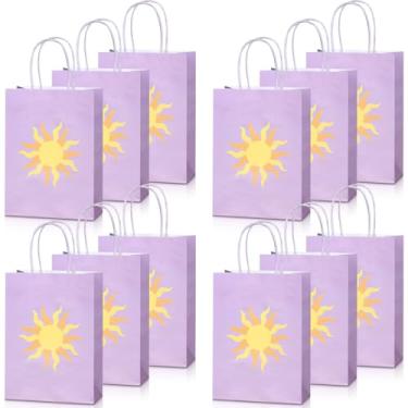 Imagem de Humyoun 30 peças de sacos de presente de princesa, roxo, sol, lembrancinhas de festa de aniversário, guloseimas, doces, saco de papel com alça a granel para decoração de festa de casamento