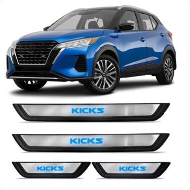 Imagem de Soleira de Porta em Aço Inox para Kicks 2017 até 2023 Cor Cromo com Le