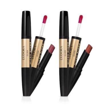 Imagem de Eudora Kit Batom Glam Micro Plump: Malva Essencial 1,8g + Terracota Retrô 1,8g
