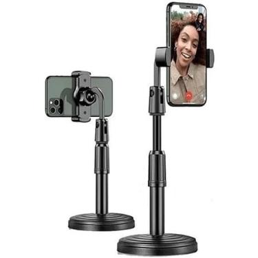 Imagem de Suporte Para Celular De Mesa Estabilizador Articulado 360º Regulagem de Altura Base Pesada, Tripe Para Celular Reunião