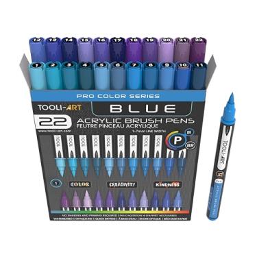 Imagem de TOOLI-ART 22 marcadores de canetas de tinta acrílica com ponta de pincel flexível definidos com linha de 1-7 mm para pintura em pedra, letras em pincel, vidro, canecas, madeira, metal, tela,