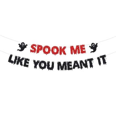 Imagem de Faixa Spook Me Like You Meant It, tema sangrento de Halloween, decoração de eventos assustadores, faixa de filmes assustadores, sinal de festa noturna de filmes de terror