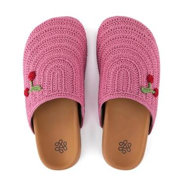 Imagem de The Sak Bolinas Clog em crochê e couro, entrada sem cadarço, Cerejas rosa, 38