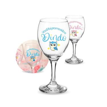 Imagem de 1 Taça Vidro 340ml Estampada Promovida Dinda e Dindo Convite Batismo Bebê Criança Padrinhos (Dindo)