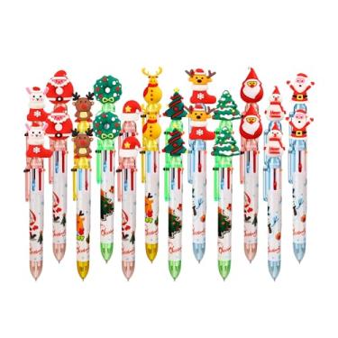 Imagem de Enyeopd 24 canetas de Natal, 6 em 1, multicoloridas, retráteis, 12 estilos para meias e chapéus de Natal, boneco de neve, rena, inverno, floco de neve, presente para família, amigo, professor