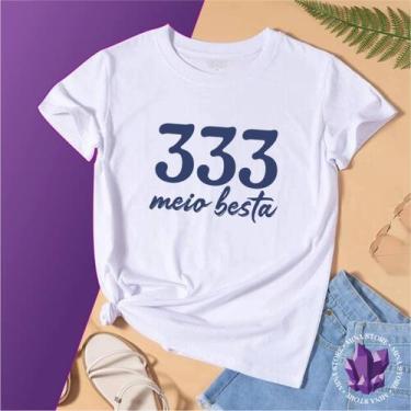 Imagem de Camiseta Meio Besta 333 - Mina Store, Branco, Baby Look P