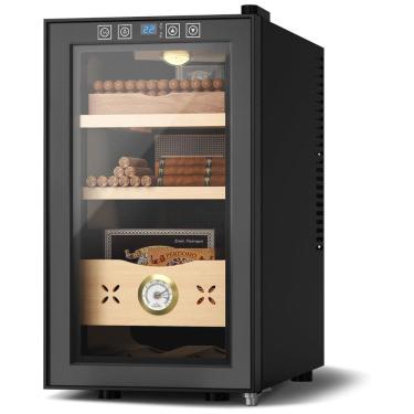 Imagem de Umidor de Charutos Elétrico EUHOMY, 25 Litros, com Controle de Temperatura, Armário de Cedro Espanhol para 155 Unidades