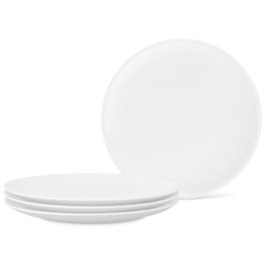 Imagem de Conjunto de Pratos para Jantar com 4 Peças, Formato Redondo, Material de Porcelana e Designer em Círculos Concêntricos em Espiral