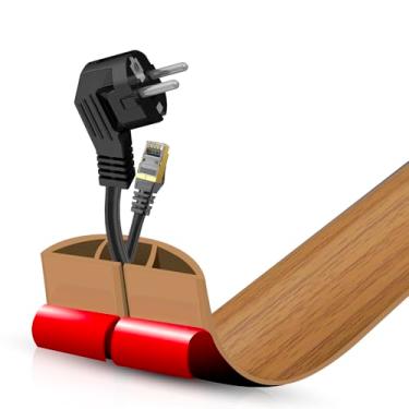 Imagem de Escondedor autoadesivo para cabo de chão, gerenciamento de cabos de 9 m, protetor de faixa de extensão para fios, evita viagens de cabos para escritórios, academias, exposições, cavidade: 1,2 cm (L) x