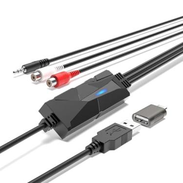Imagem de DigitalLife Placa de captura de áudio USB C, conversor analógico para digital com entradas RCA e 3,5 mm, fitas cassete de transferência e outros dispositivos de áudio para MP3, compatível com Windows