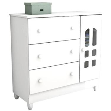 Imagem de Cômoda Fraldário Eloa 1 Porta 3 Gavetas Carolina Baby Cor Branco