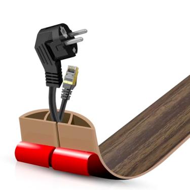 Imagem de Escondedor autoadesivo para cabo de chão, gerenciamento de cabos de 9 m, protetor de faixa de extensão para fios, evita viagens de cabos para escritórios, academias, exposições. Cavidade: 1,2 cm (L) x