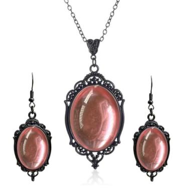 Imagem de MIFYNN Conjunto de joias gótico Stardust para mulheres vintage camafeu conjunto de colar brincos de cristal roxo conjuntos de joias de vampiro acessórios de fantasia de Halloween para mulheres, Large