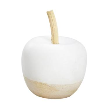 Imagem de Generic Estatueta de fruta de madeira, decoração de estátua de fruta, escultura multifuncional elegante, ornamento para armário, estante, quarto, mesa de casa, Maçã 9cmx11.5cm