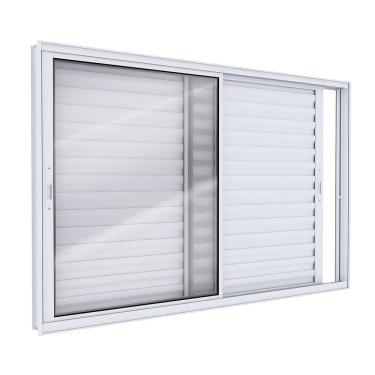 Imagem de Janela Veneziana de Aluminio de Correr Lateral 100x120cm Lucasa Ideale Branco