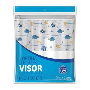 Imagem de Cortina para Box Plástico Leo Peixes 1,35x2,00 com Visor - Proteção e 