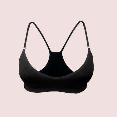 Imagem de Top Nadador Zee Rucci Sem Costura Microfibra Alça Fina, Preto, P