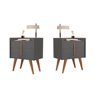 Imagem de Kit 2 Mesa de Cabeceira 1 Gaveta 1 Porta Pés Palito 1188 Davi Onix - Comprar Moveis em Casa