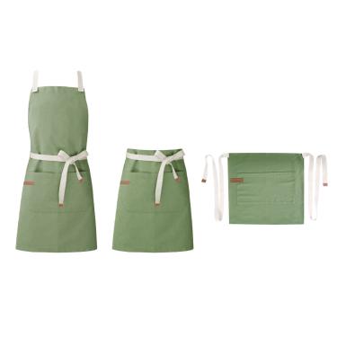 Imagem de Avental Verde Cintura Algodao Cafeteria Bar Vegano 3un