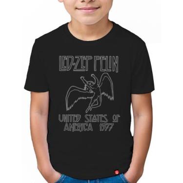 Imagem de Camiseta Infantil Led Zeppelin 1977 - King of Geek, Preto, 10