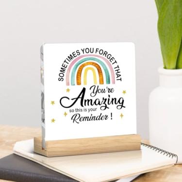 Imagem de Presentes motivacionais inspiradores para mulheres, amigas, meninas, arco-íris, decoração de escritório, decoração de mesa, aniversário, Natal, formatura, placa acrílica, placa decorativa para estante